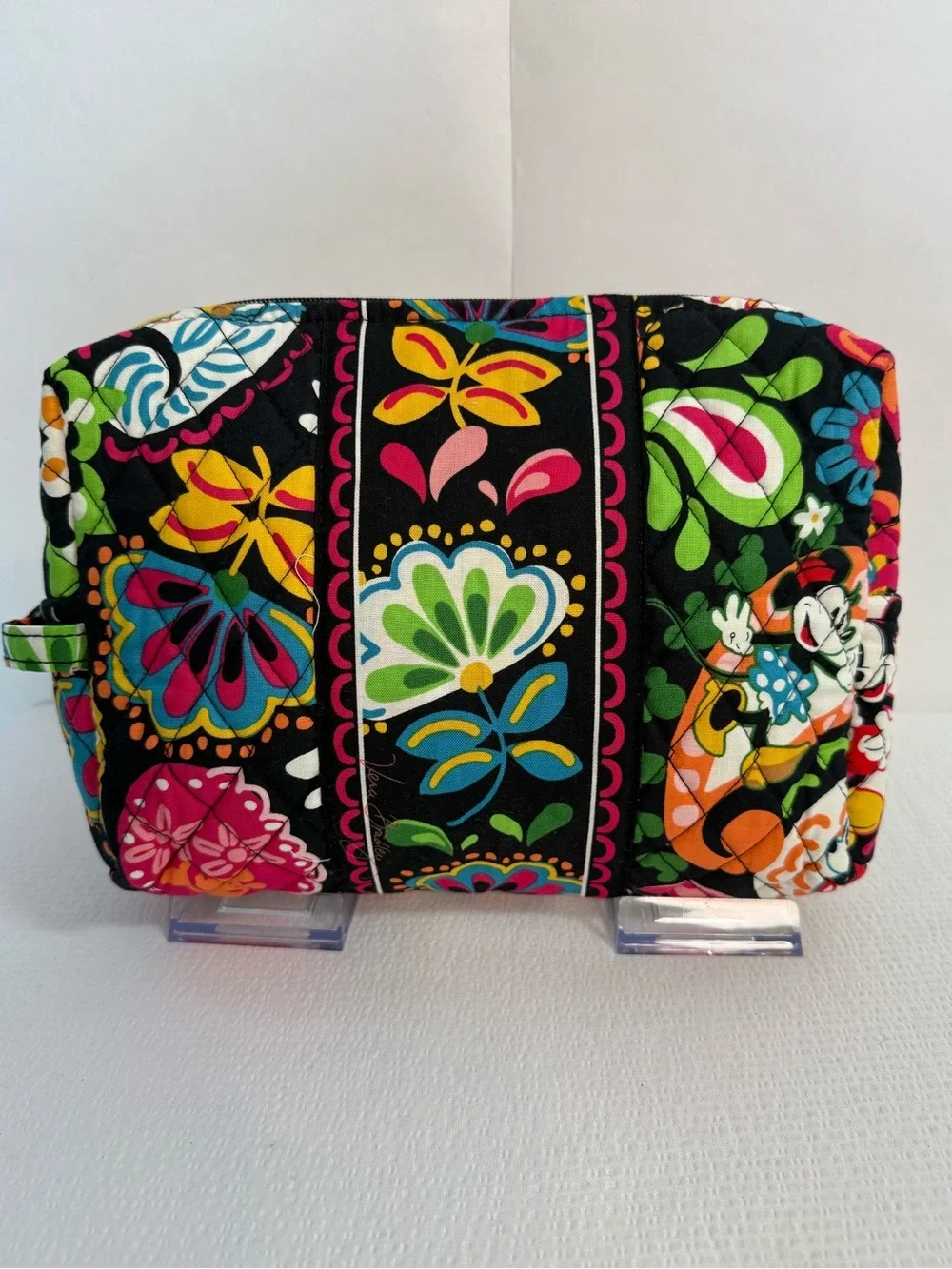 Vera Bradley Disney Mickey & Minnie Quilted Cosmetic Bag - Black Floral